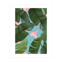 Wild Flower, Tropical Jungle Banana Leaves Botanical, Floral Nature Garden Blush Plants (Print Only)