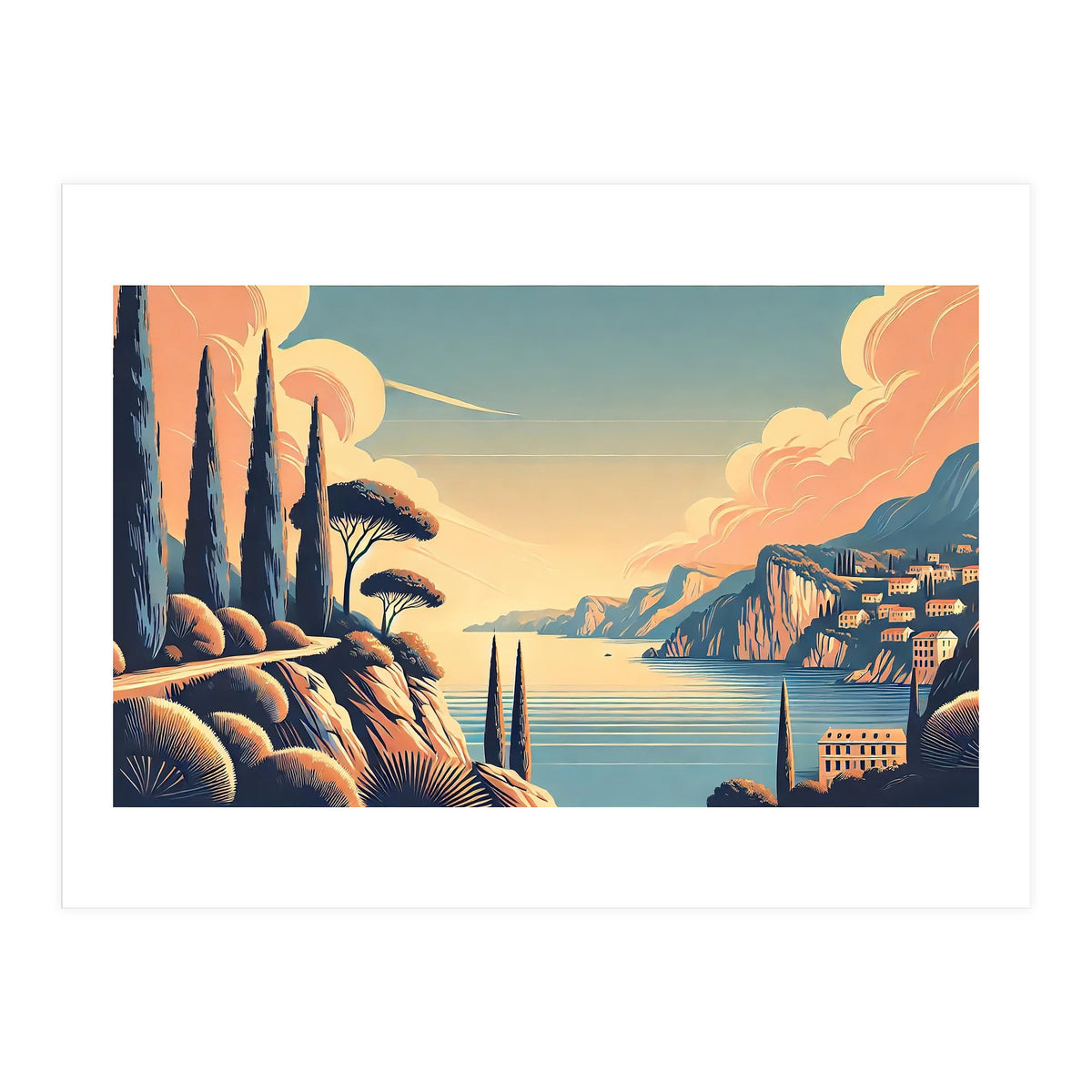 Vintage French Riviera Poster, France (Print Only)