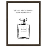 Born Original, Fashion Perfume Bottle Quote Art, Coco Chanel, Chic Decor thumbnail