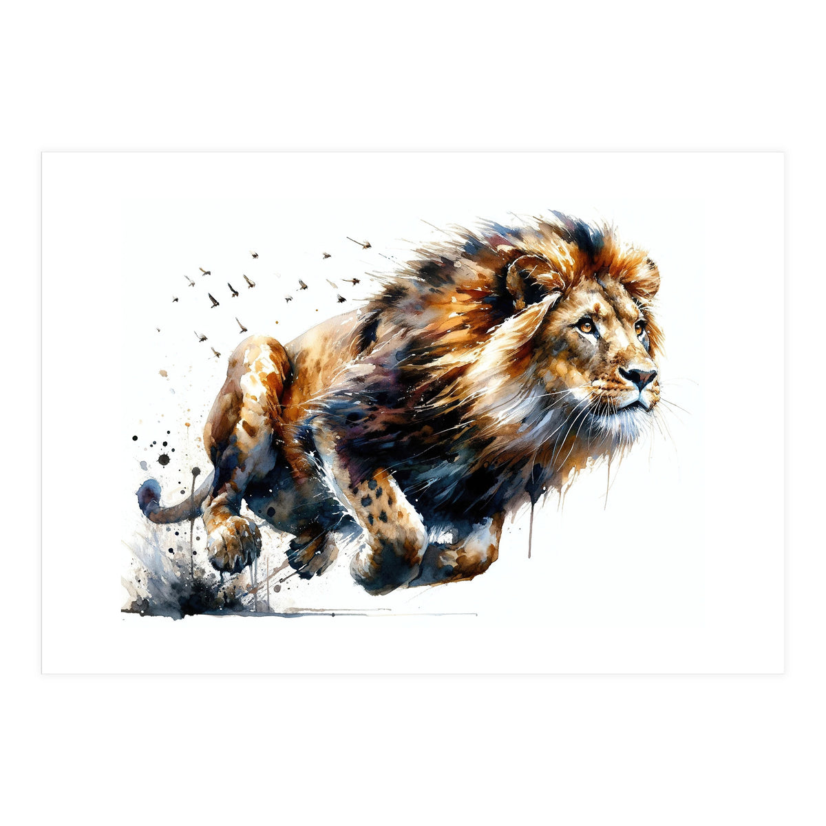Dynamic Lion In Motion (Print Only)