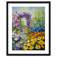 Sun-Drenched Garden Pergola Oil Painting