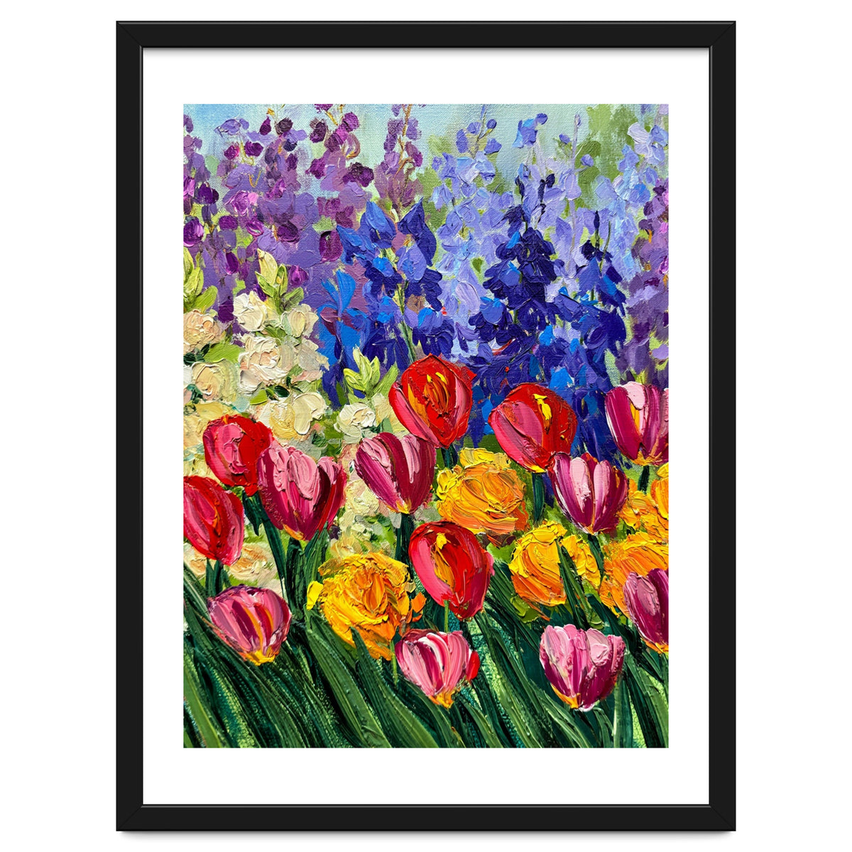 Vibrant Summer Tulip Garden Oil Painting