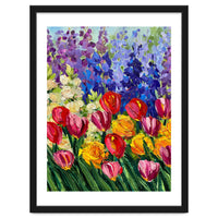 Vibrant Summer Tulip Garden Oil Painting