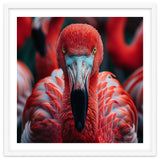 Close Up Flamingo Head With Bright Red Feathers thumbnail