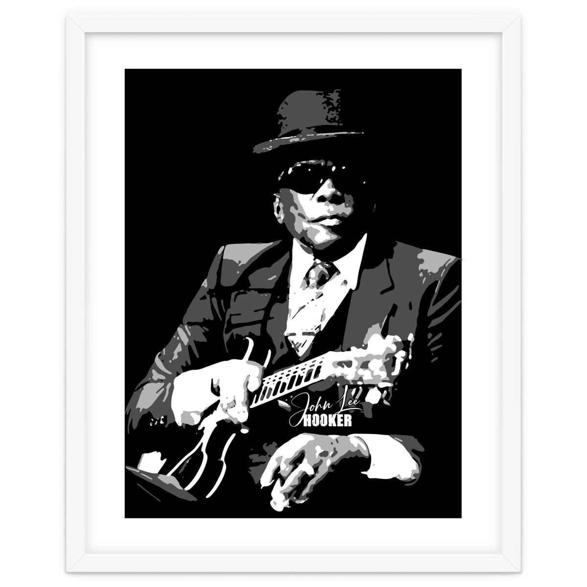 John Lee Hooker American Blues Guitarist in Grayscale