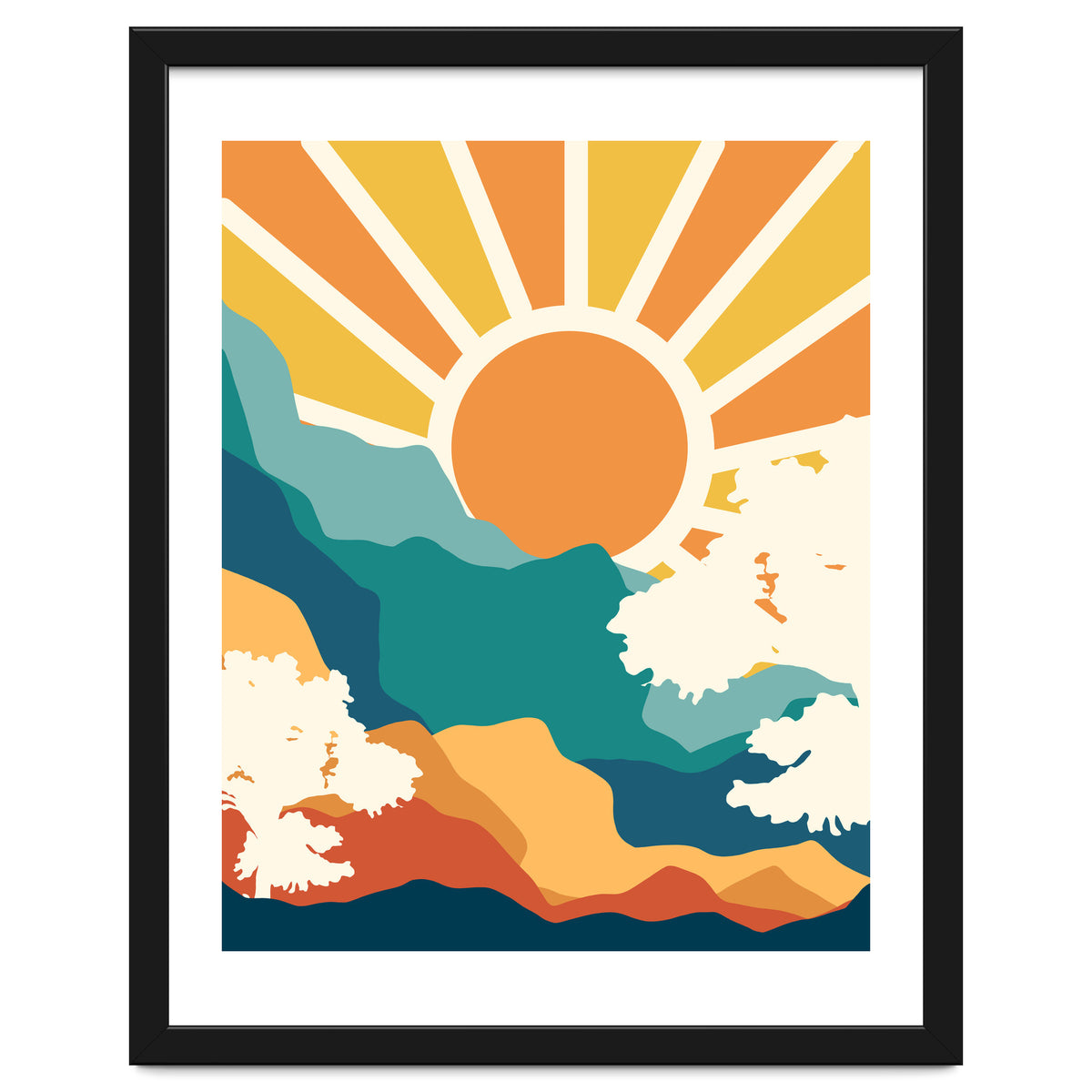 Sunrise Mindset, Positivity Optimism Self Love Self Care Growth, Nature Retro Eclectic Bohemian Peace Contemporary