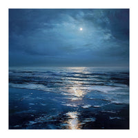 Midnight Blue Moonlit Seascape (Print Only)