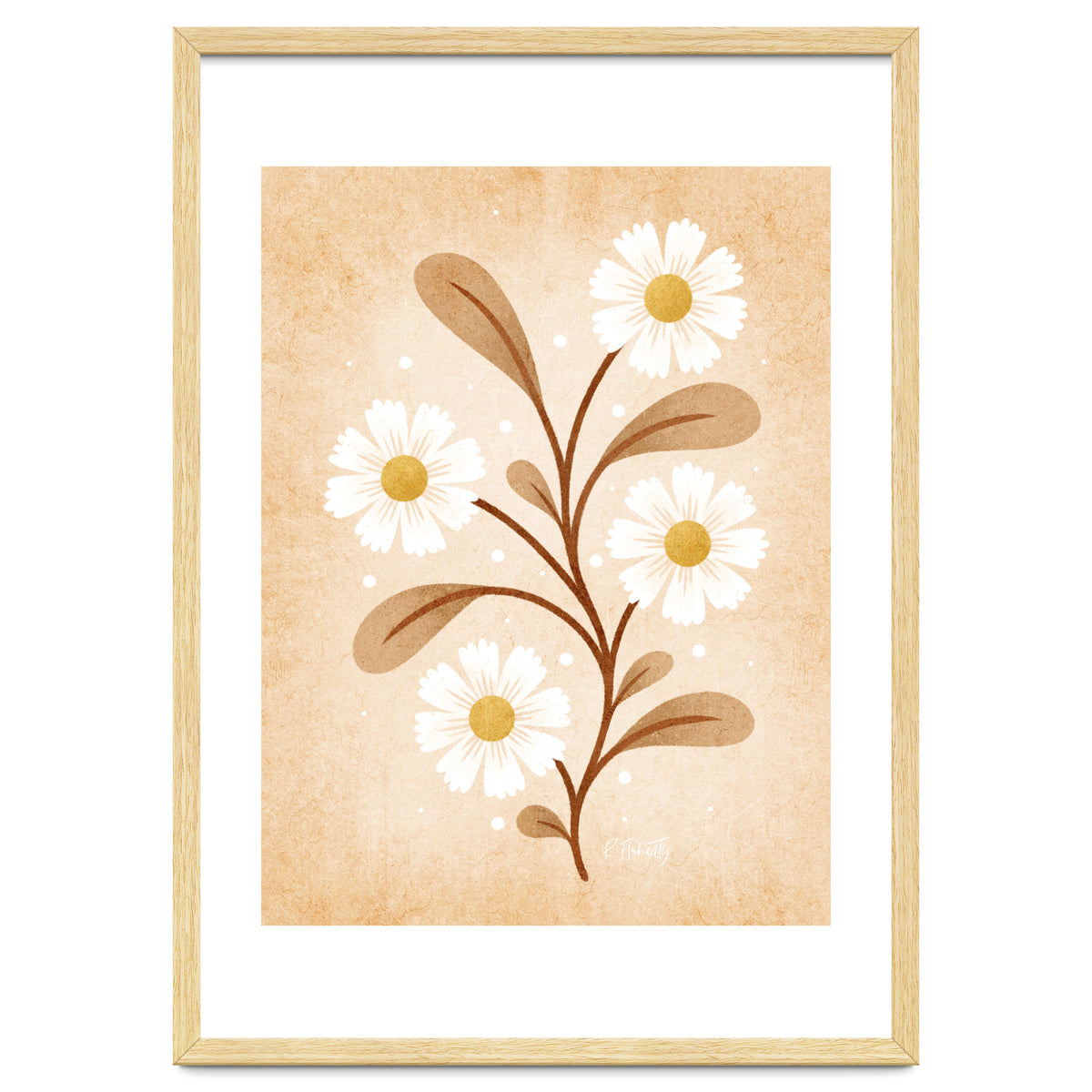 Vintage Beige Daisies