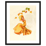 Woman Posing In Yellow Dress And Autumn Leafs thumbnail