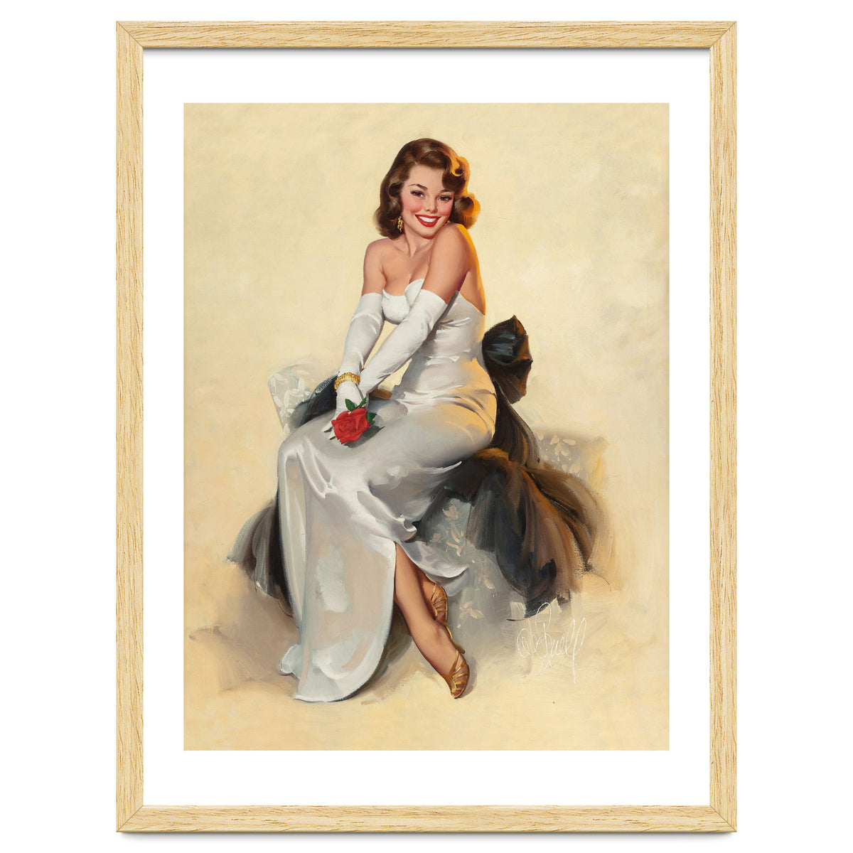 Smiling Young Woman Posing With Flower