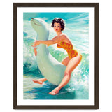 Happy Pinup Girl On The Beach Hugging Her Rubber Toy thumbnail