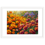 Radiant Summer Zinnia and Marigold Meadow Oil Painting thumbnail