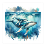 Mother And Calf Whales Watercolor (Print Only) thumbnail