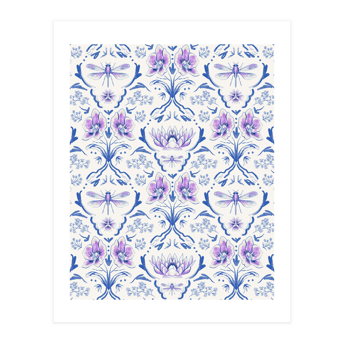 Bohemian Garden Blue Pattern (Print Only)