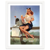 Countryside Pinup Girl Posing On A Fence With Love Letters And A Full Mailbox thumbnail