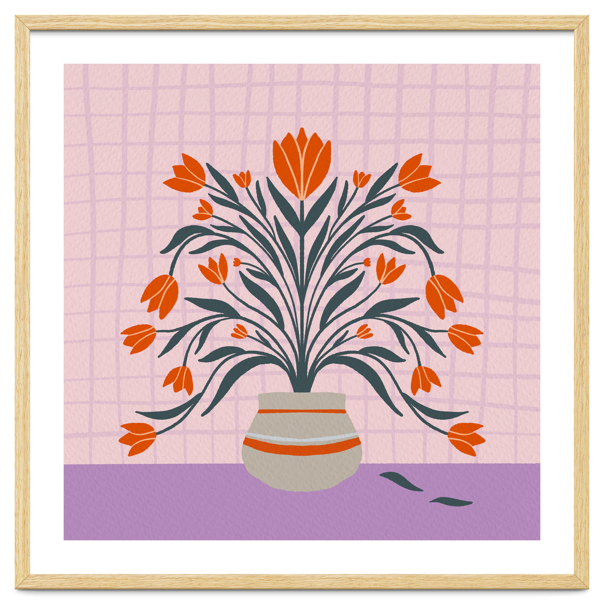 Tulips in a vase - orange and violet