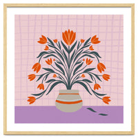 Tulips in a vase - orange and violet