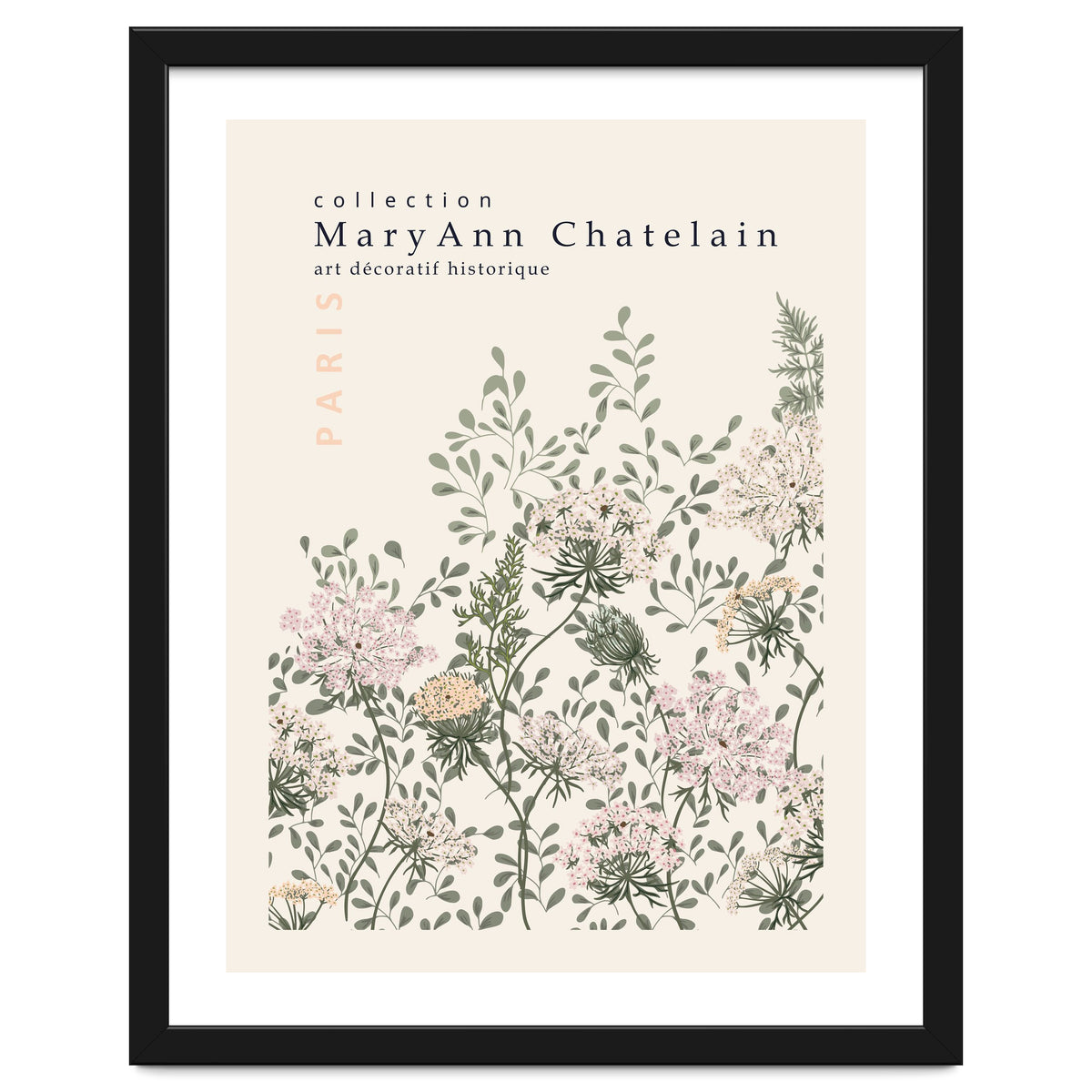 Historic decorative art Paris Queen Anne's lace