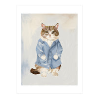 Sir James fluffy Tom cat in his blue pajamas oils (Print Only)