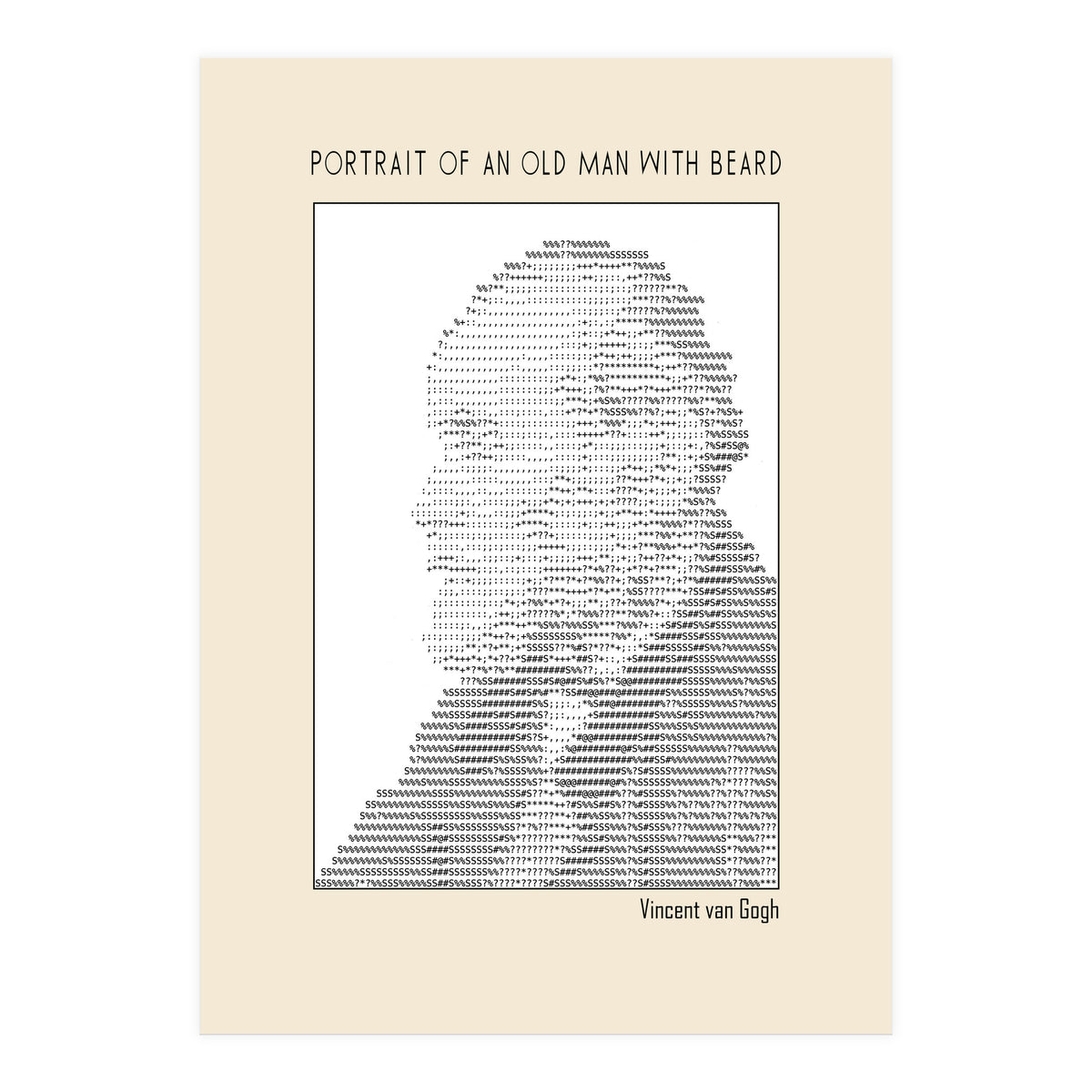 Portrait Of An Old Man With Beard – Ascii Art (vincent Van Gogh) (Print Only)