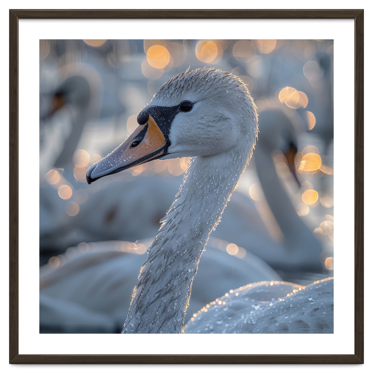 Majestic Swan Close Up With Water Droplets