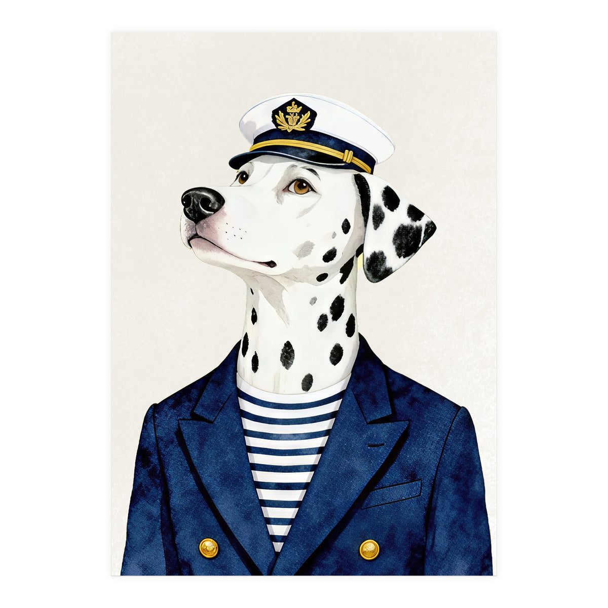 Dalmatian dog As captain (Print Only)