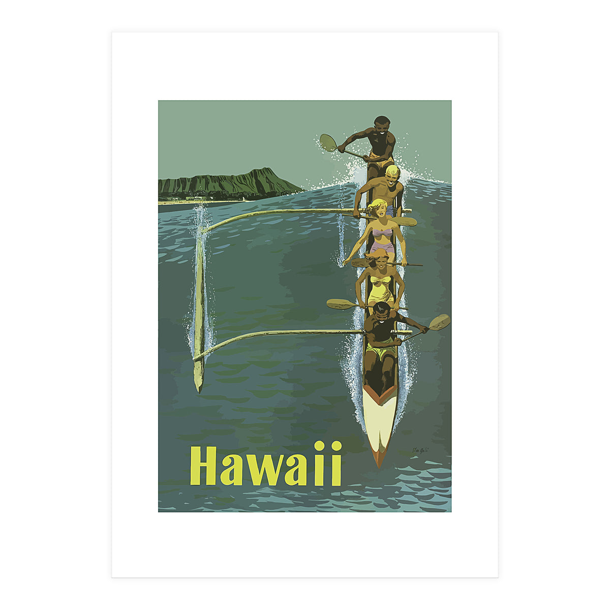 Hawaii, Boat a Big Wave (Print Only)