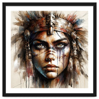 Regal Warrior Woman Watercolor Portrait