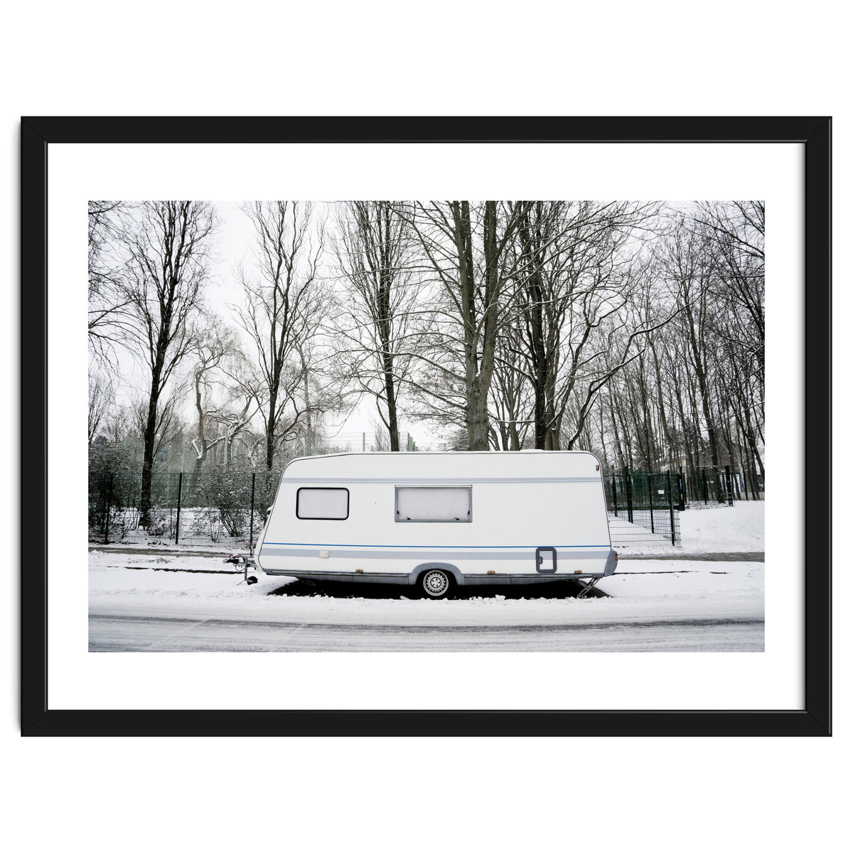 Travel Trailer in the snow road