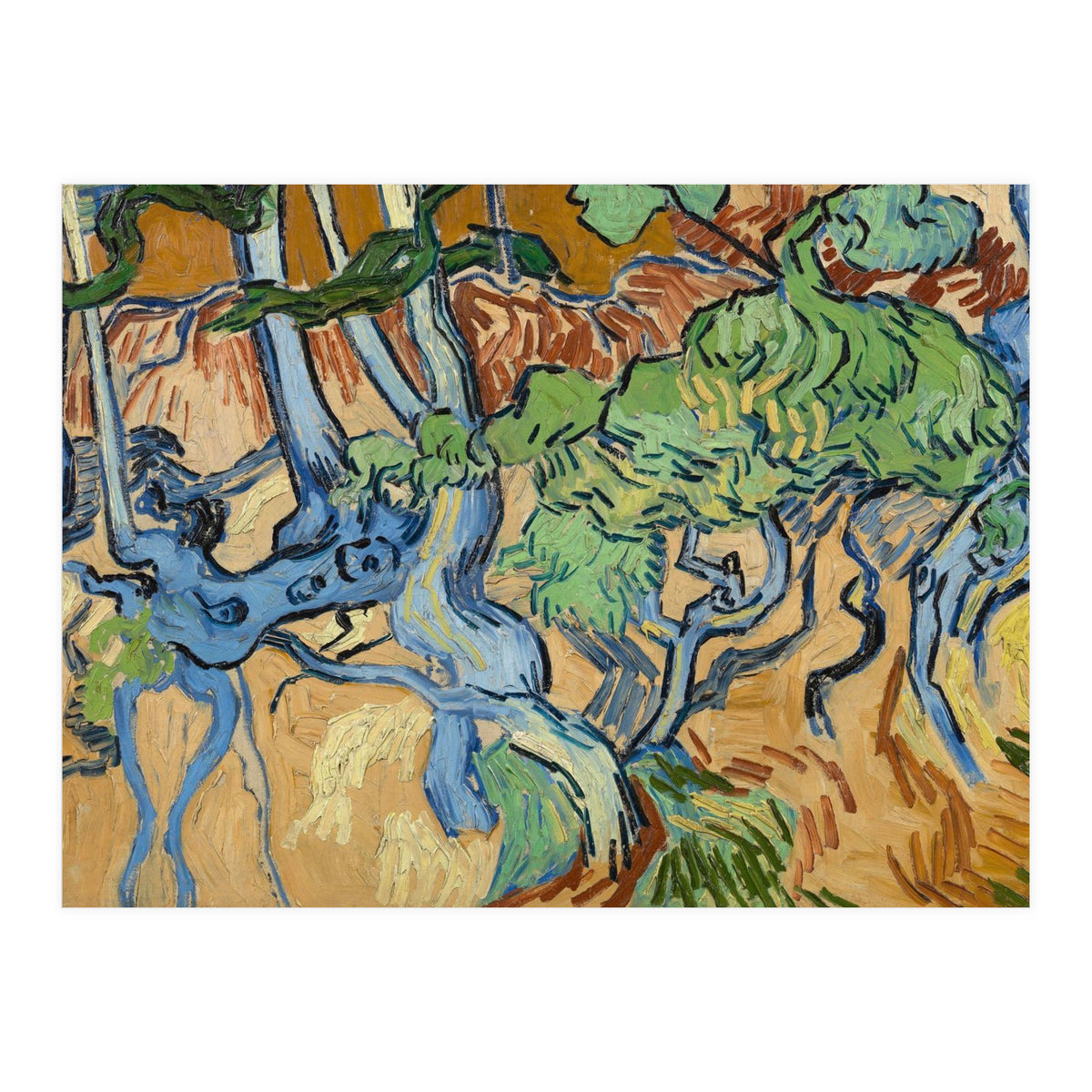 Tree Roots. Date: July 1890, Auvers-sur-Oise. Dimensions: 50.3 cm x 100.1 cm, 69.8 cm x 119.7 cm. (Print Only)