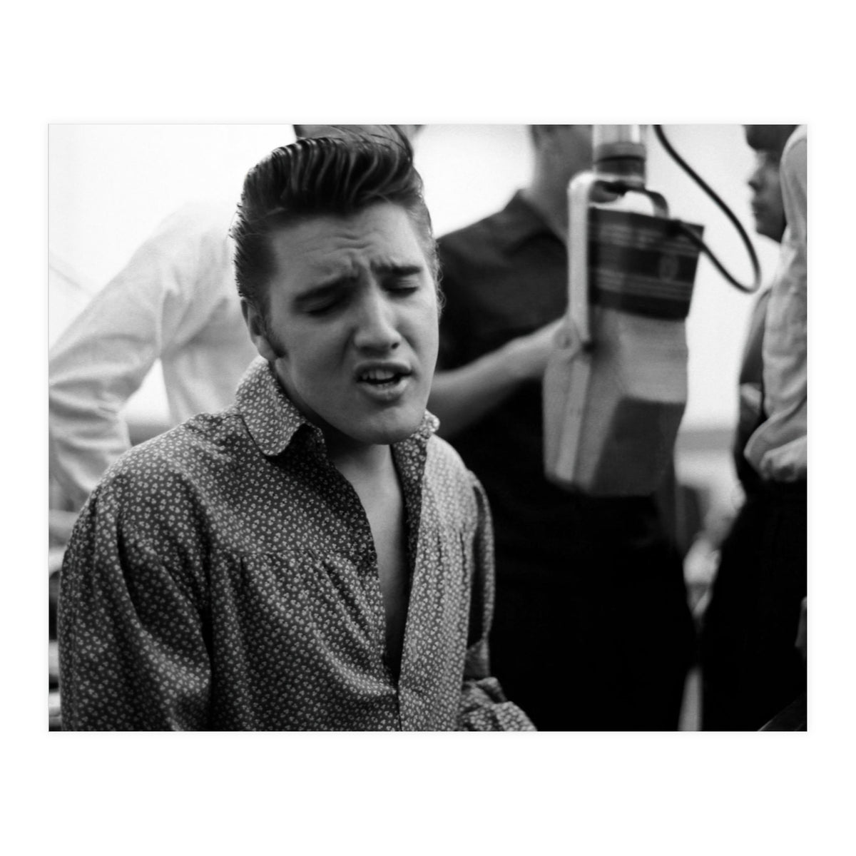 The American singer Elvis Presley during a recording session in 1956. (Print Only)