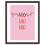 HO HO HO Christmas Lights Art, Pink Holiday Illustration, Modern Festive Quote thumbnail