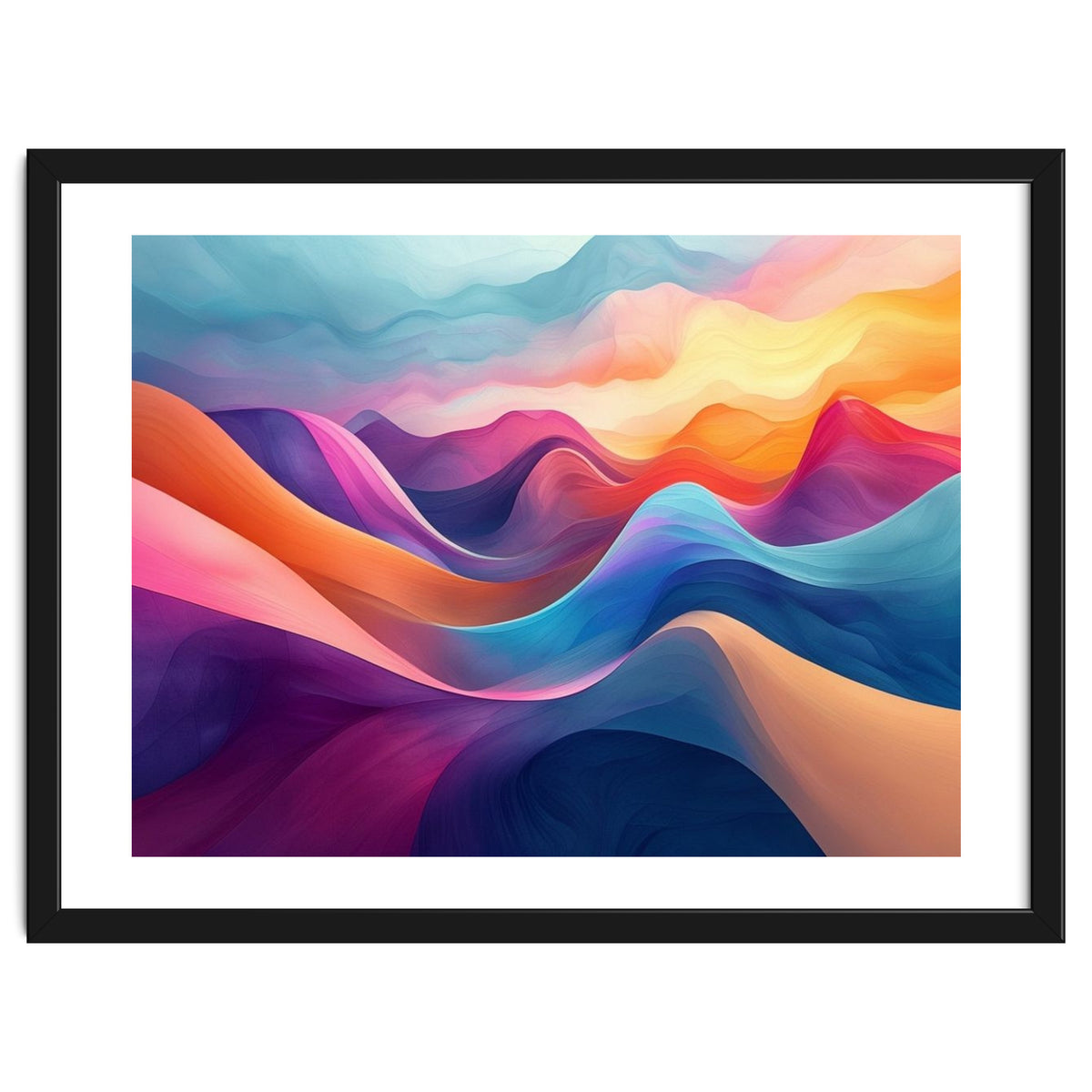 Vibrant Abstract Flowing Peaks Art