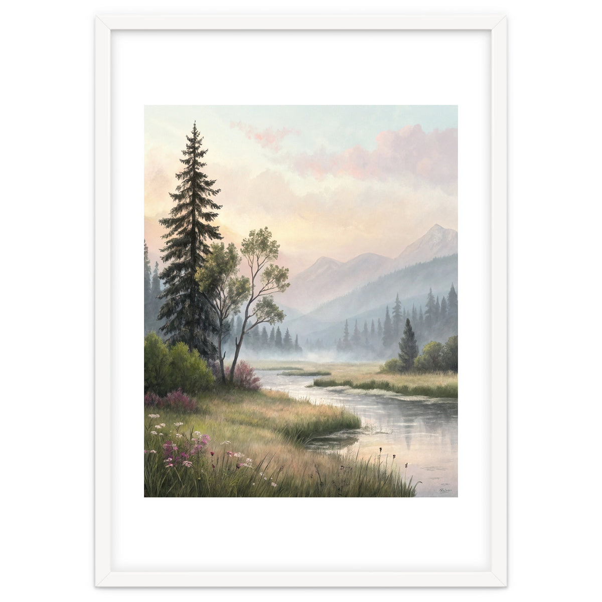 Dreamy Alpine Valley Landscape Painting