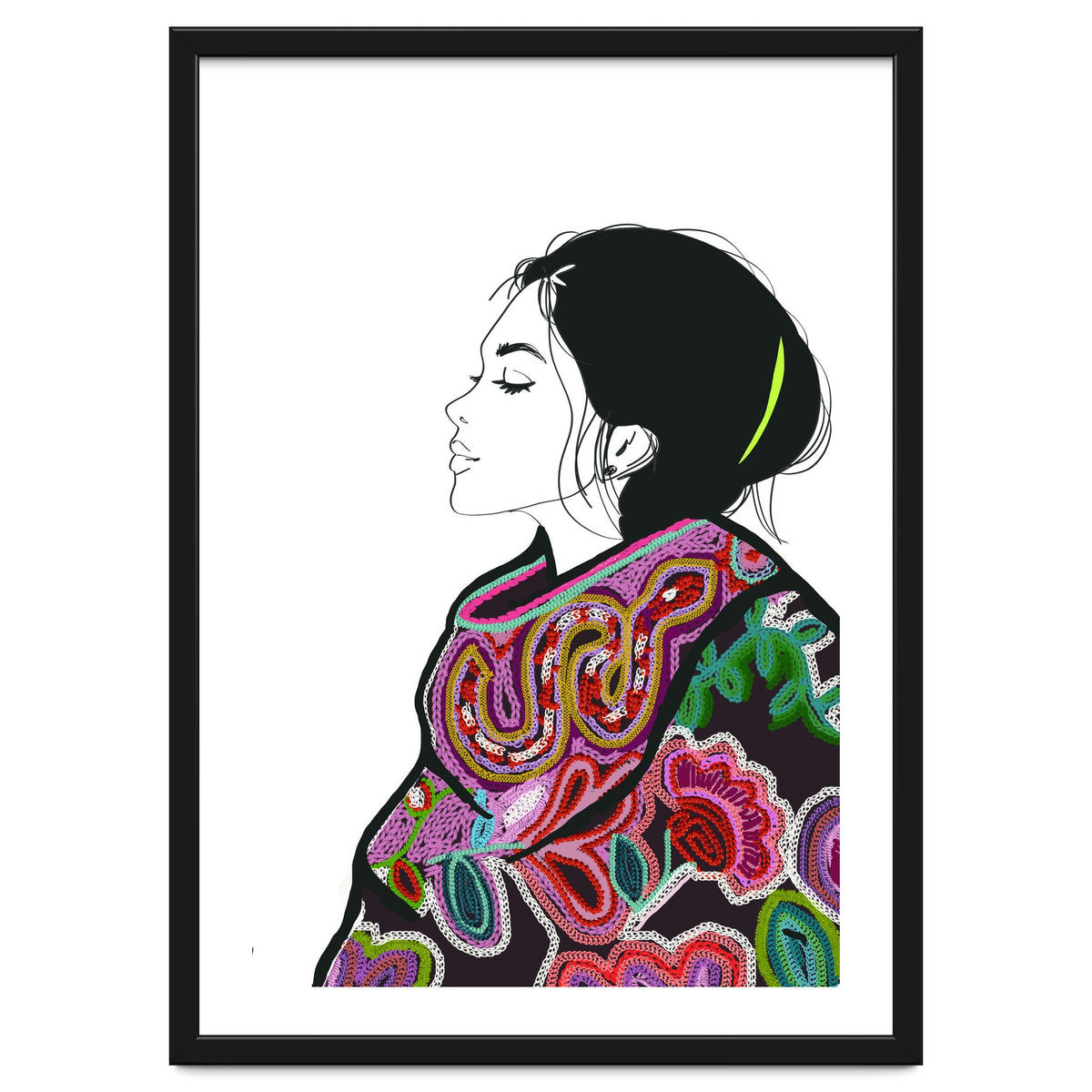 Embroidery Realistic Digital Embroidery Fashion Illustration Art Print Viddy Pop Studio Mood Room