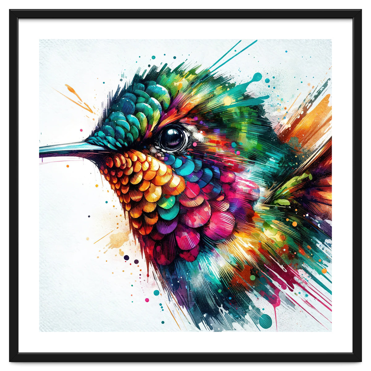 Watercolor Hummingbird Portrait