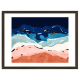 Ocean Heart, Abstract Sea Waves, Tropical Travel Watercolor Painting, Eclectic Bohemian Beach Nature thumbnail