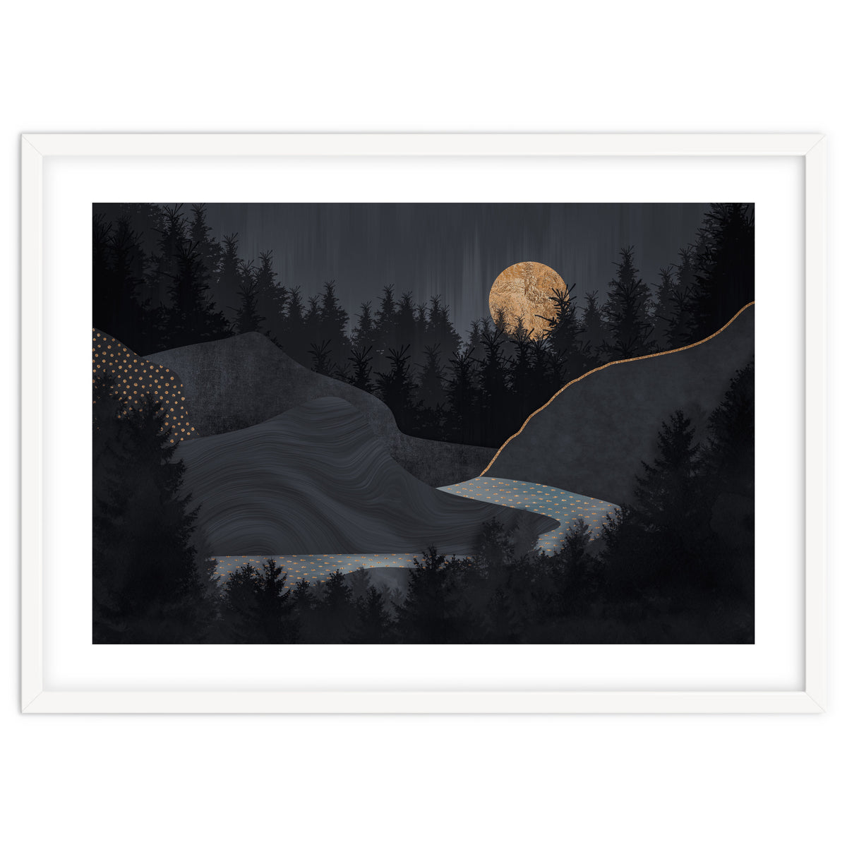 Abstract Landscape Midnight Moon