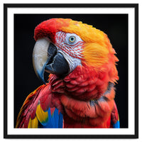 Scarlet Macaw Parrot Close Up Portrait Vivid Colors