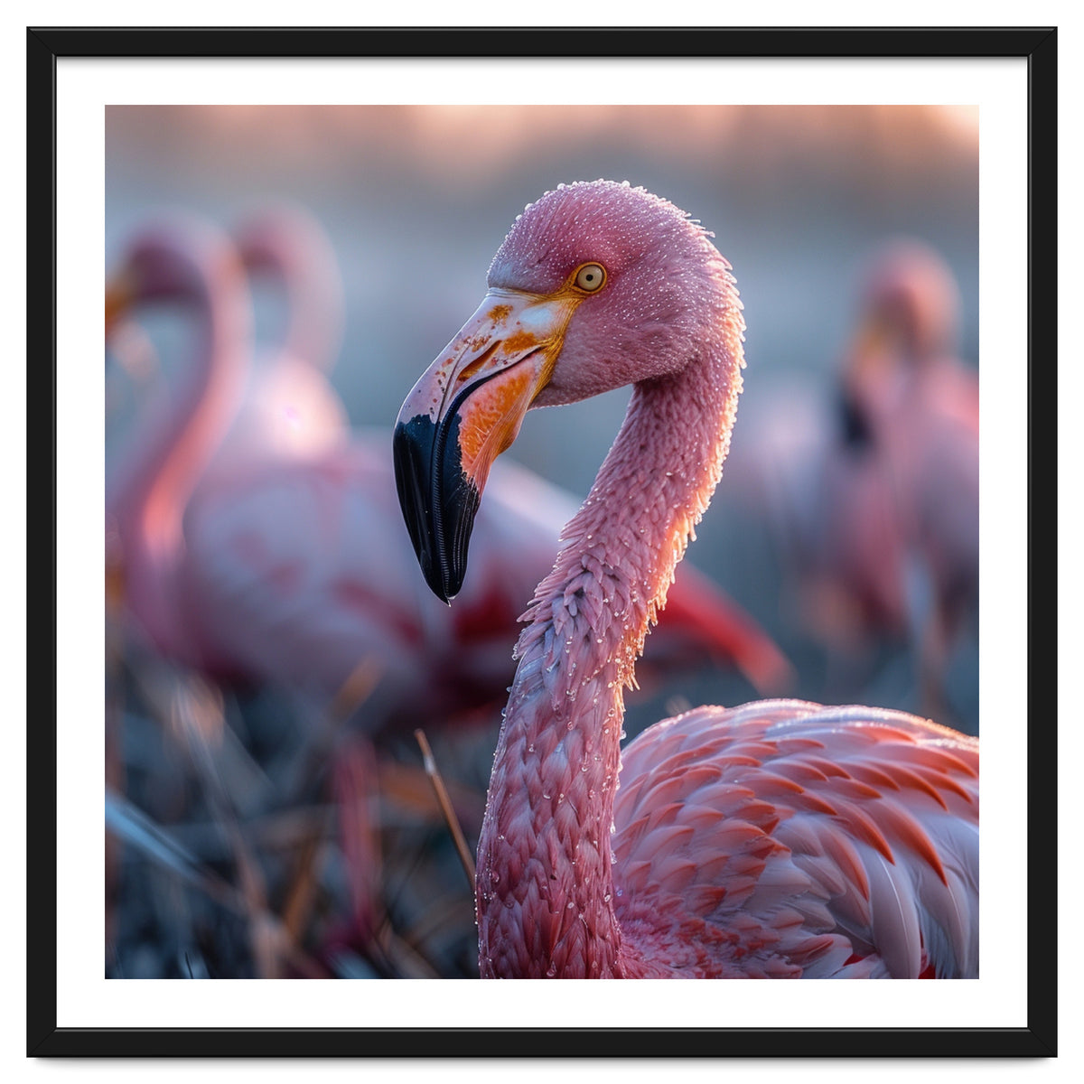 Close Up Of A Pink Flamingo Bird In Natural Light