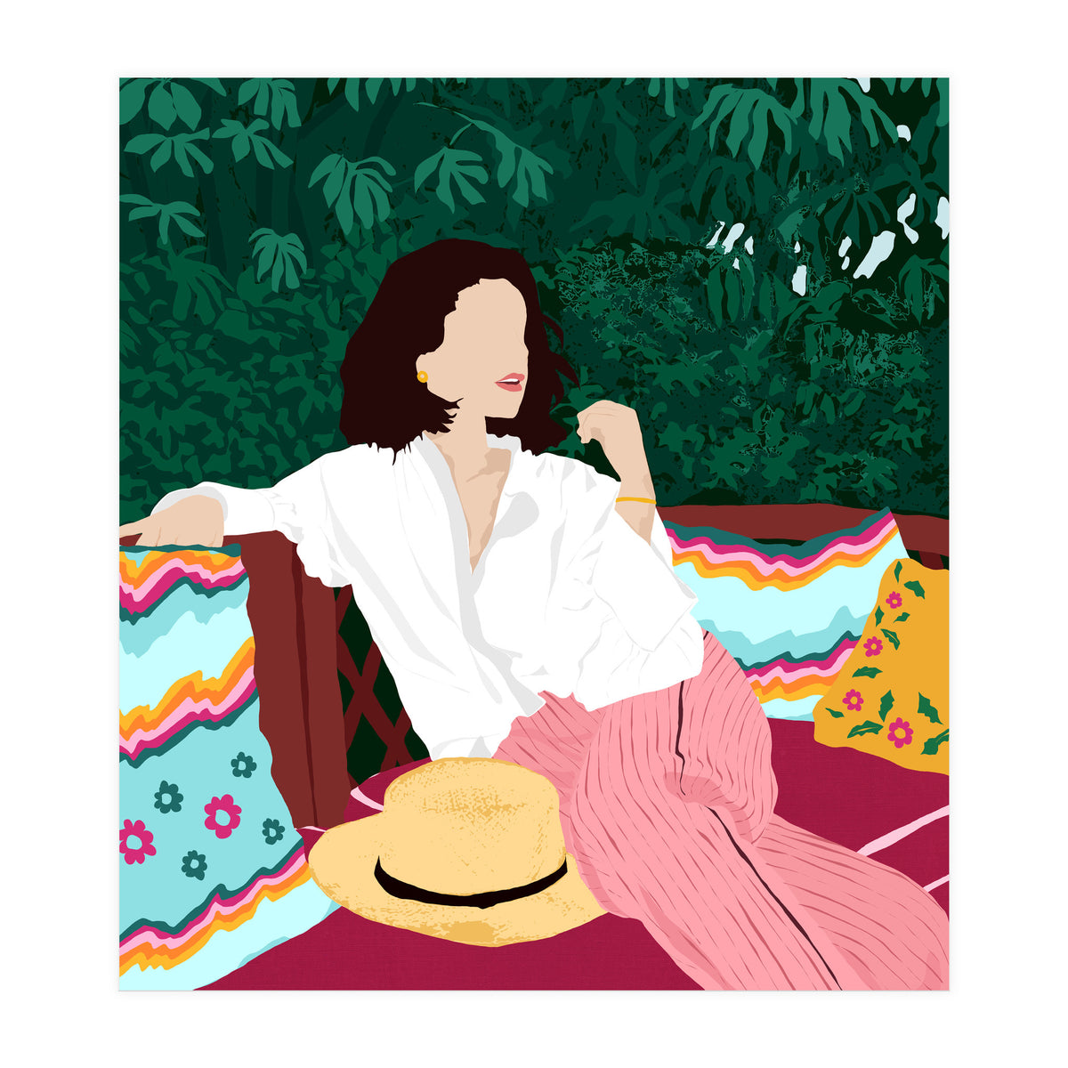 Bohemian Soul, Modern Boho Woman Decor Self Love, Self Care Portrait Fashion Patio Style Garden (Print Only)