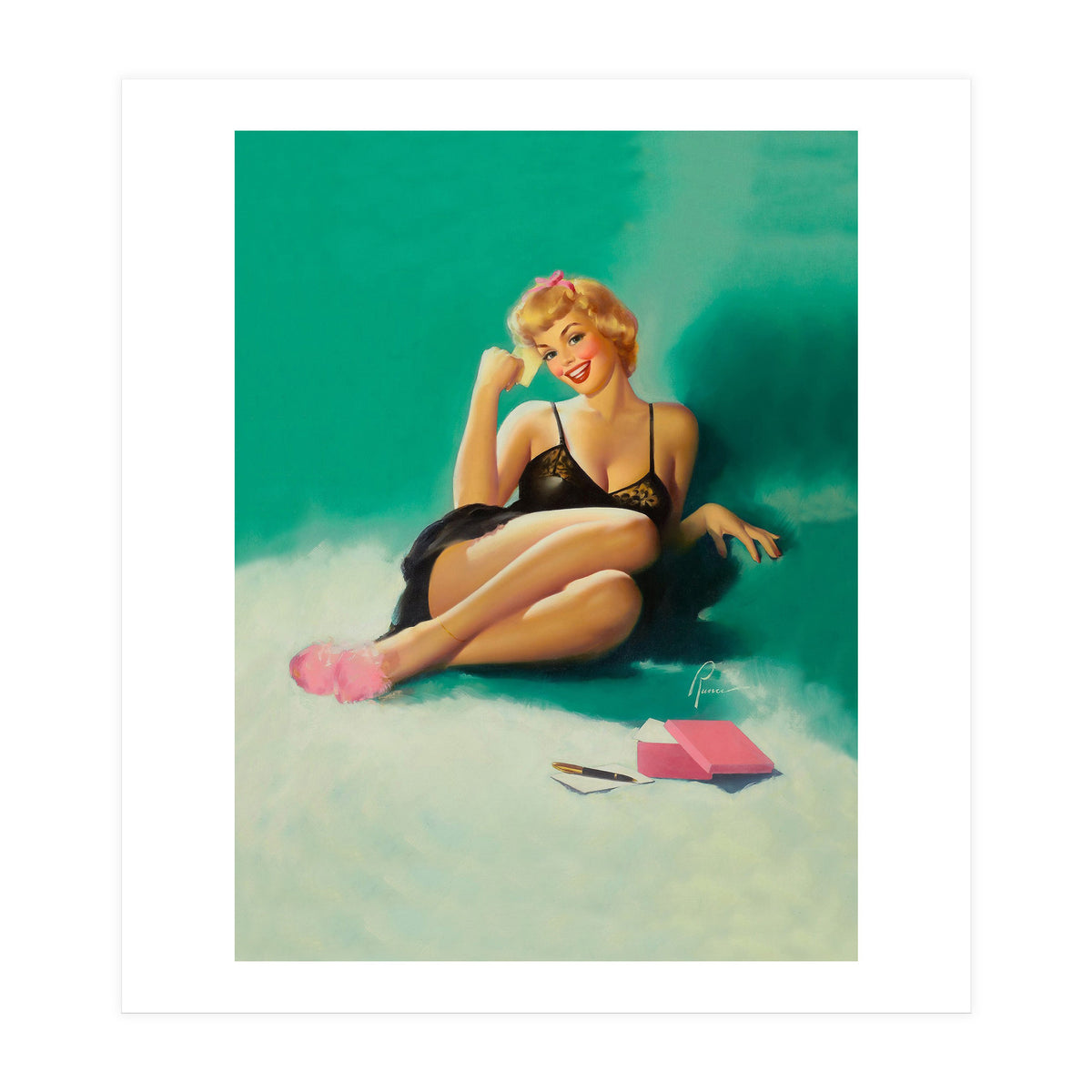 Sexy Pinup Girl With Phone Number For You (Print Only)