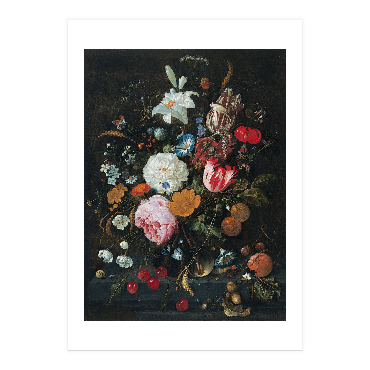 Jan Davidsz. de Heem (Utrecht, 1606-Amberes, 1683/4). Flowers in a glass Vase with Fruit (ca. 166... (Print Only)