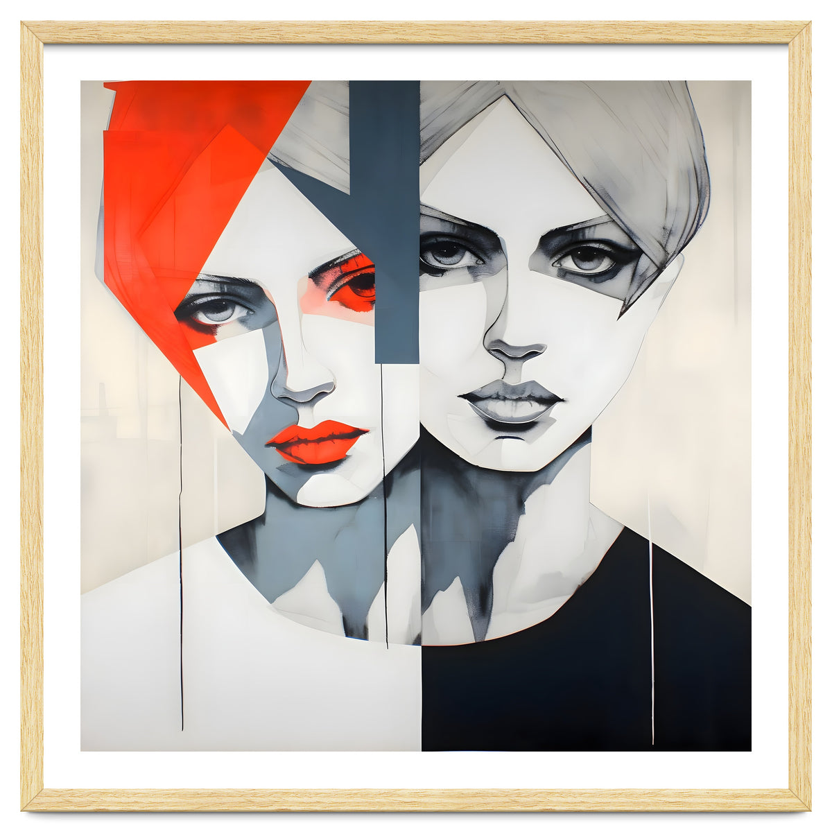 CHIC, Fashion in it's simplist form, two chic women head and shoulders portrait.