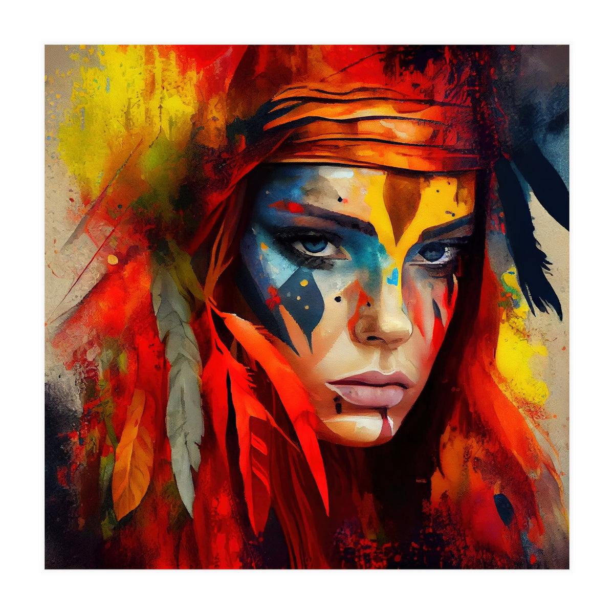 Powerful American Native Woman #1 (Print Only)