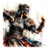 Viking Warrior Woman Watercolor Portrait (Print Only) thumbnail