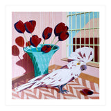 White cockatoo and black tulips (Print Only) thumbnail