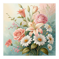 Elegant Pastel Floral Bouquet Illustration (Print Only)