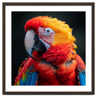 Scarlet Macaw Parrot Portrait Vivid Colors