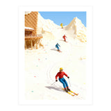 Skiing on Ice Cream Mountains, Miniature Skiers Winter Art Print for Kitchen Decor (Print Only) thumbnail